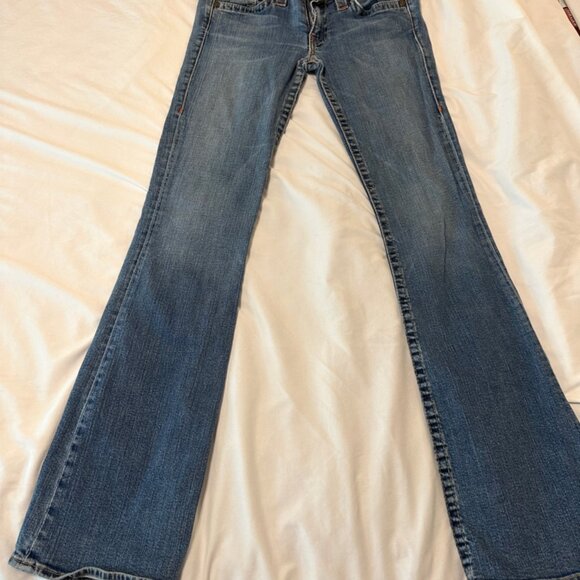 True Religion  Women's Size 30 Blue Denim Stretch Slim Flare Jeans USA Made - Picture 1 of 16